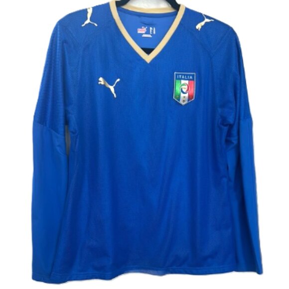 Vintage Puma Italy 2008–2010 Home Soccer Jersey | Rare Long‎ Sleeve | Art 733870 - Picture 1 of 15